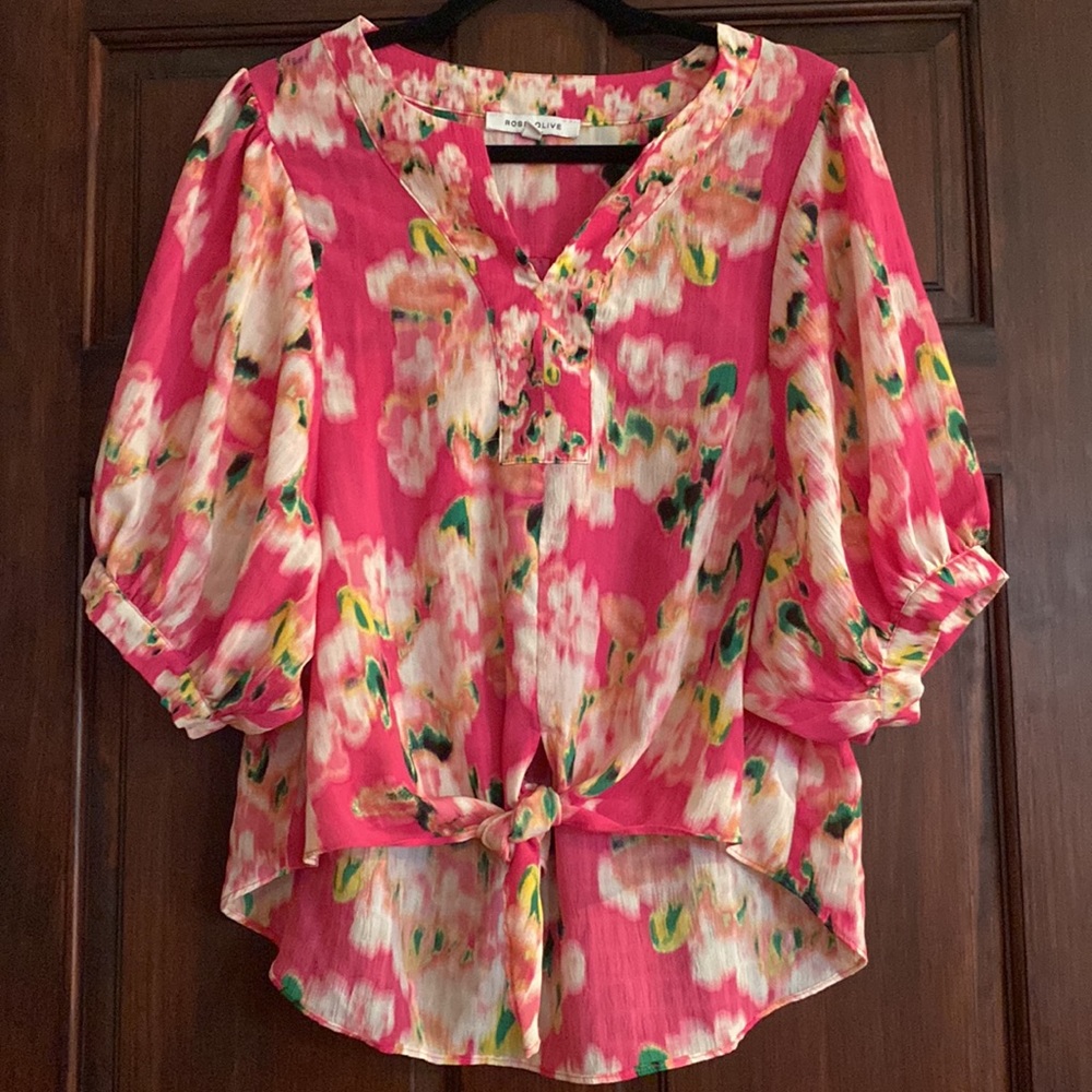 NWOT Rose + Olive Floral Blouse
